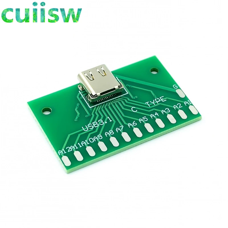 

Type-C USB3.1 Female Connector Adapter Test Board USB 3.1 24P 24Pin Socket Base PCB Board for Arduino USB 2.0 DIY
