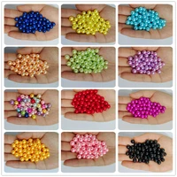all color 3 12mm abs straight holes round imitation plastic pearl beads for jewelry accessories beads jewelry making