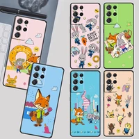 anime zootopia judynick case for samsung galaxy s22 s21 s20 ultra plus pro s10 s9 s8 s7 4g 5g tpu black phone cover capa coque