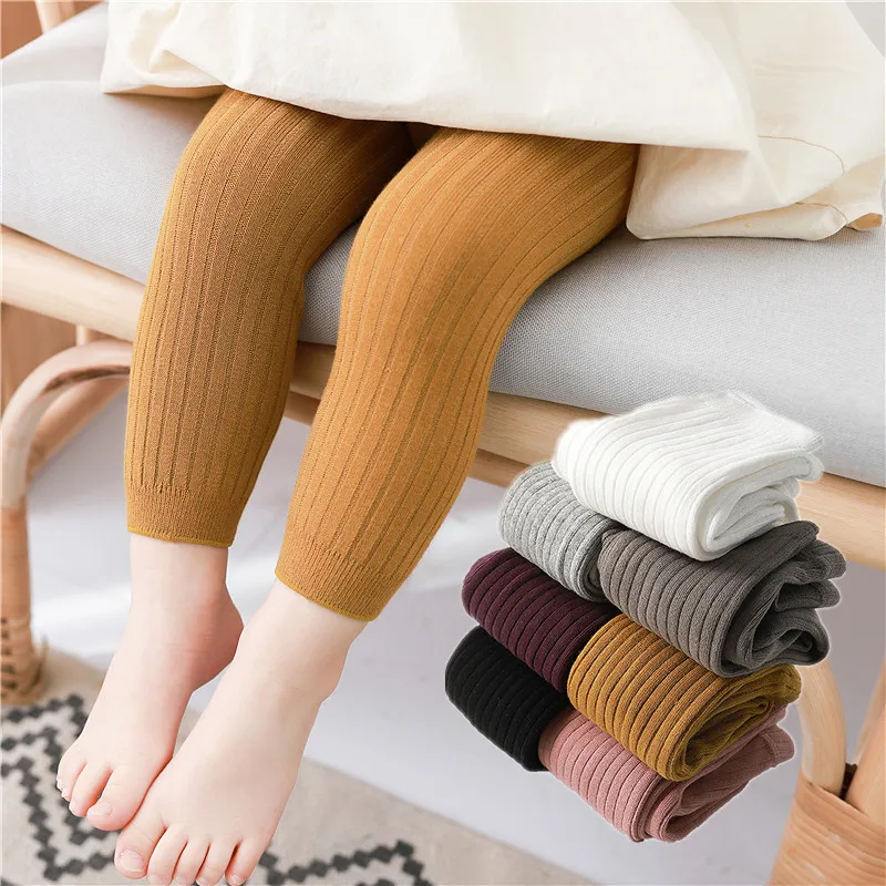 

Baby Girls Leggings Stretch Spring Autumn Children Striped Pants For Kids Cotton Knitted Tights Toddler Pantyhose Trousers