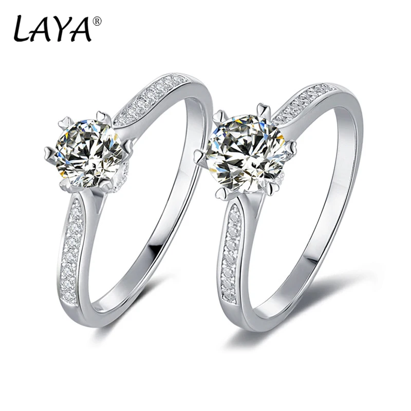 

LAYA Moissanite Engagement Rings 0.5CT 1CT Brilliant Diamond Ring Sterling Silver Wedding Band For Women Anniversary Jewelry