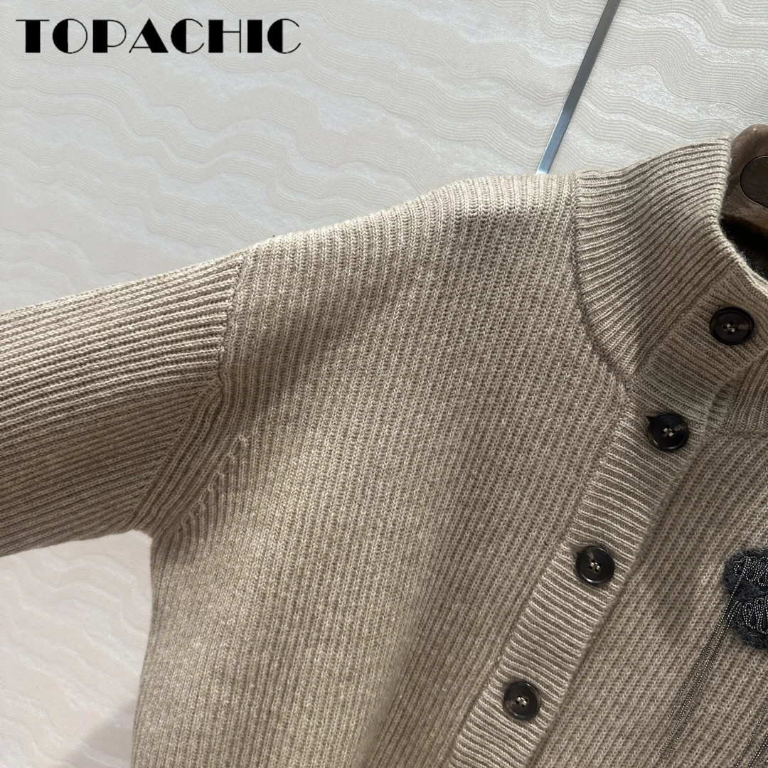 7 25 TOPACHIC-Женский кашемировый вязаный кардиган с кисточками и цветочным декором