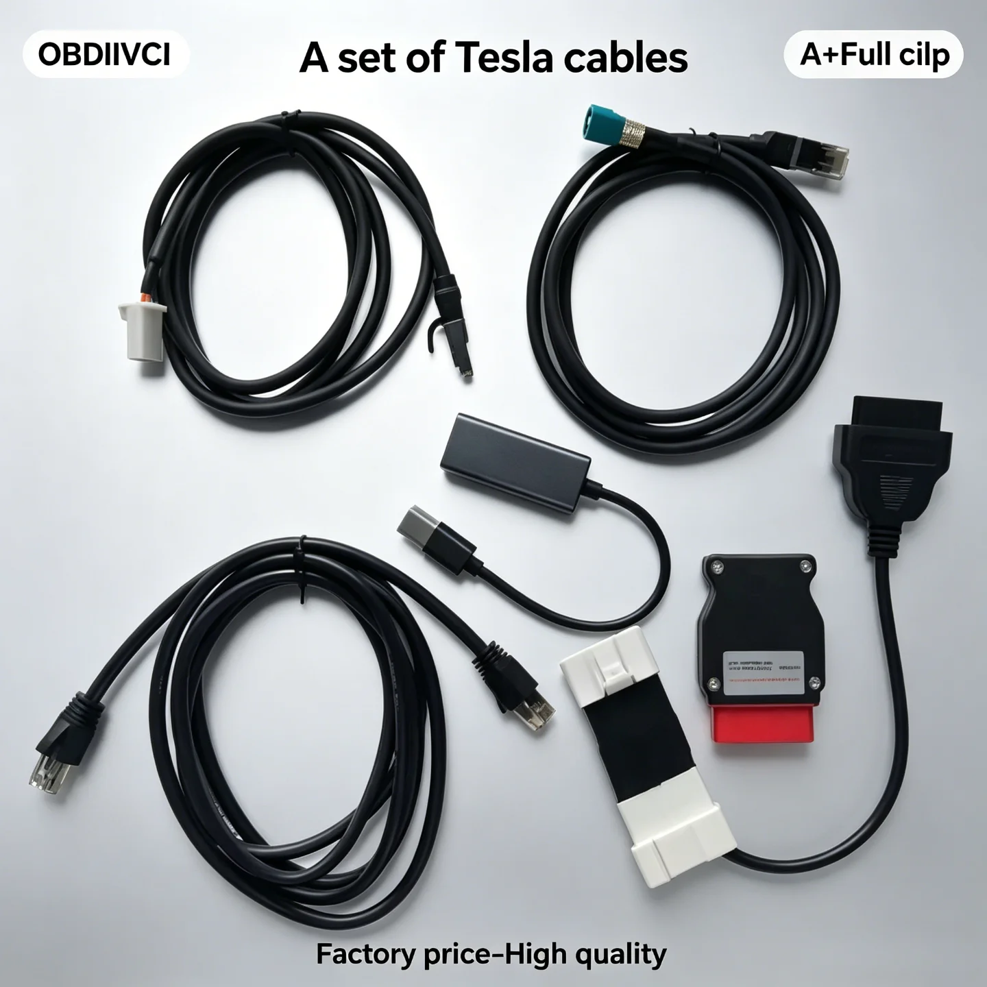 Фото Набор тестовых кабелей для Tesla Model 3/Y S/X, Ethernet-кабель для ремонта и диагностики OBD2, для инструментов Toolbox. №2