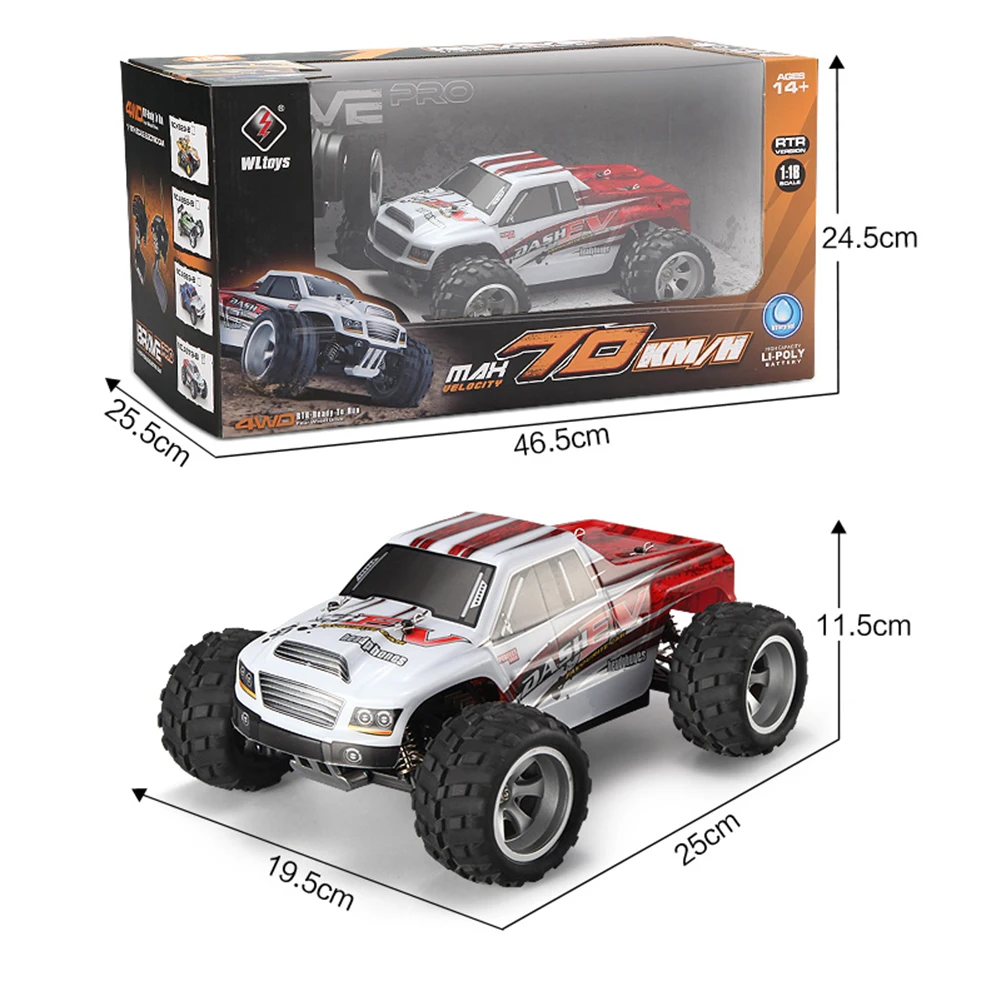 WLtoys A979-B 2,4G 118 RC автомобиль 4WD 70 кмч высокоскоростной Электрический автомобиль, полнопропорциональный большой грузовик RC Crawler RTR, игрушки для... (art.: 3920bcf8bbdd3) - 3920bcf8bbdd3