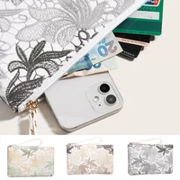 women long wallet imitation embroidery printing pu lady zipper phone pocket credit card holder purse coin money bag clutch