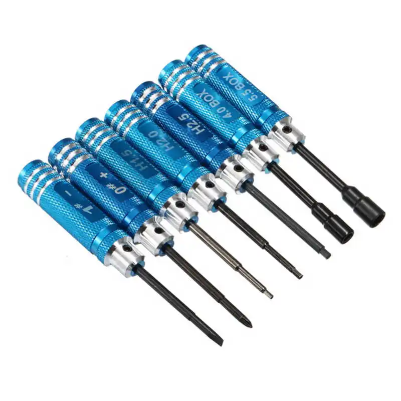 

7PCS Screwdriver Tool Set 1.5mm 2mm 2.5mm Hexagon 4.0mm 5.5mm Socket Phillips Slotted Screwdrivers for RC Vehicle Drone DIY Tool