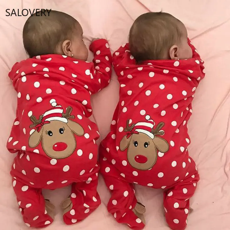 

My First Christmas Clothes Baby Boys Girls Rompers Newborn Infant Cute Cartoon Deer Red Jumpsuit Bodysuit Xmas Baby Costumes