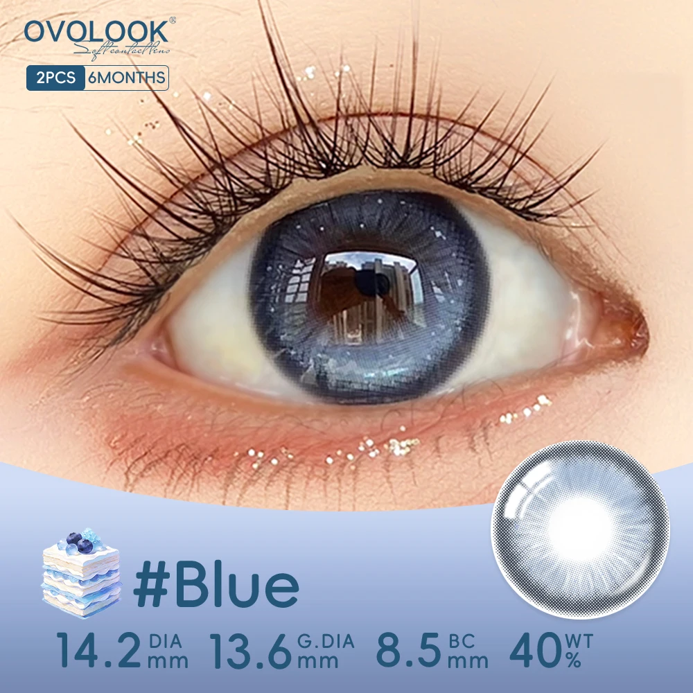 Фото OVOLOOK - 2 шт. цветные контактные линзы глубокого сапфирово-синего цвета, натуральные цветные контактные линзы для темных глаз, для женщин №3