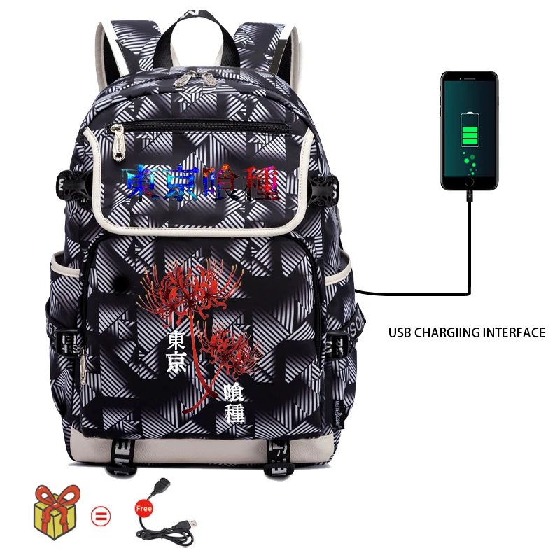 

Аниме Токийский Гуль рюкзаки Bolsa студенты манга школьный рюкзак кавайные девушки/мальчики сумка для книг Внешний USB интерфейс подарки для детей