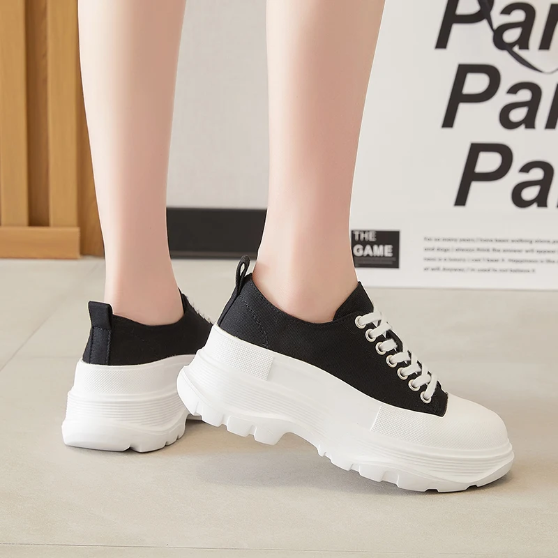 AIYUQI Canvas Shoes Women 2023 New Large Size 41 42 43 Platform Spring Autumn Shoes Ladies Lace Up Fashion Women Sneakers
