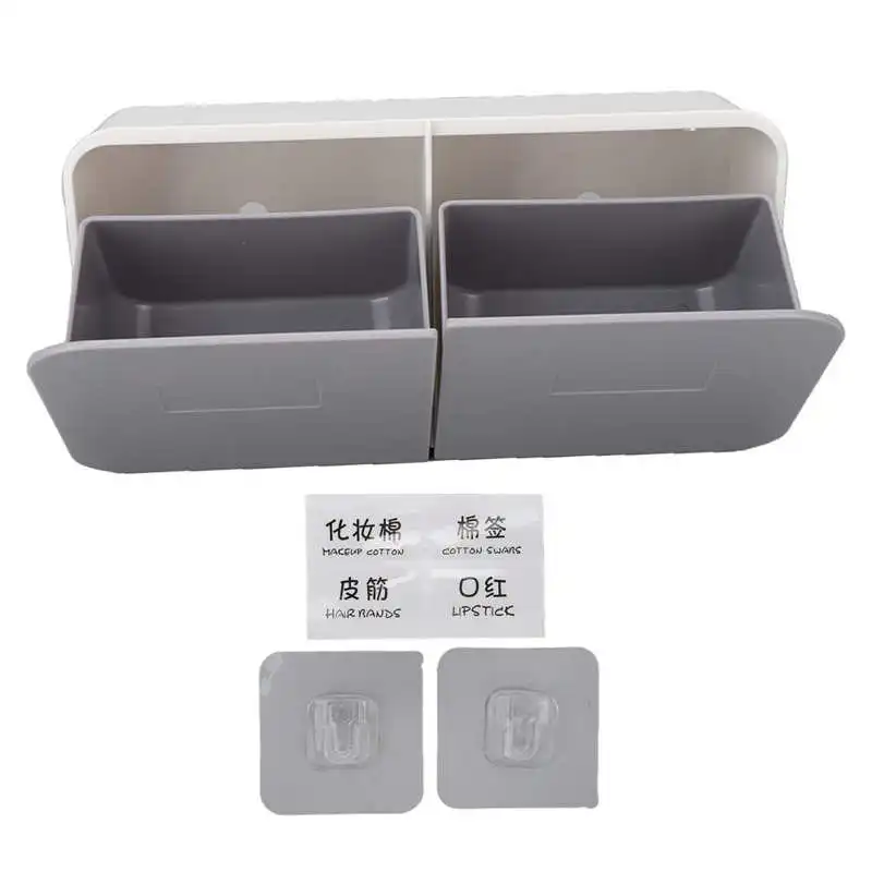 

Wall Mounted Clamshell Storage Box 2 Grids Multifunctional Dustproof Flip Storage Box for Home Kitchen Bathroom Office