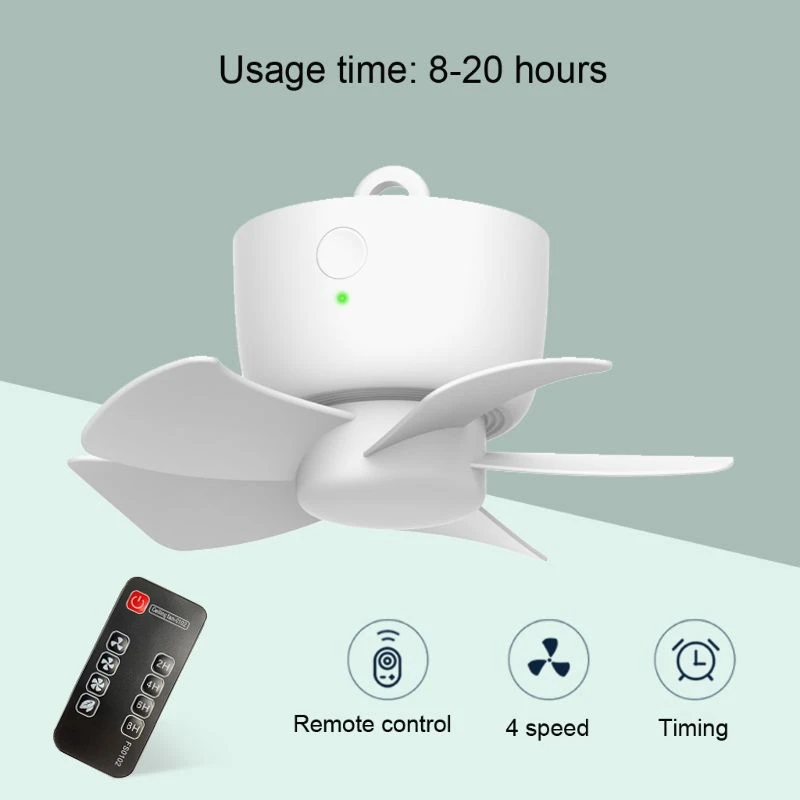 

Rechargeable Mini Ceiling Fan for Tent Room Camping 8000mAh Remote Control Cooling Fan 4 Gears Hanging Fan Lightweight