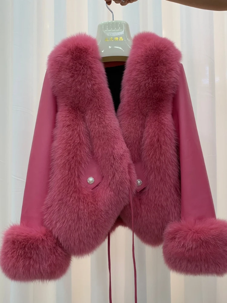 Winter Whole Fox Fur Coat Women Luxury Women's Long Sleeve Fur Coat Fur Integrated Jacket for Women Winter Fashion Young Ladies