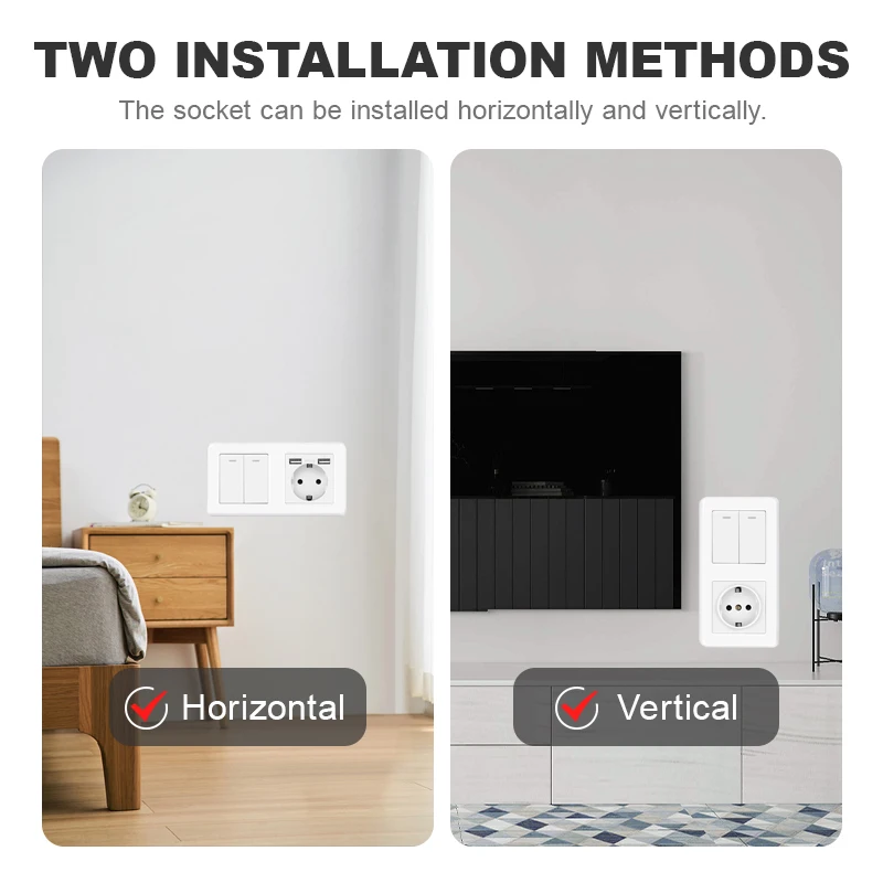 Евророзетка настенная NYWP с клавишным выключателем 220 В 16 А usb157 * 86