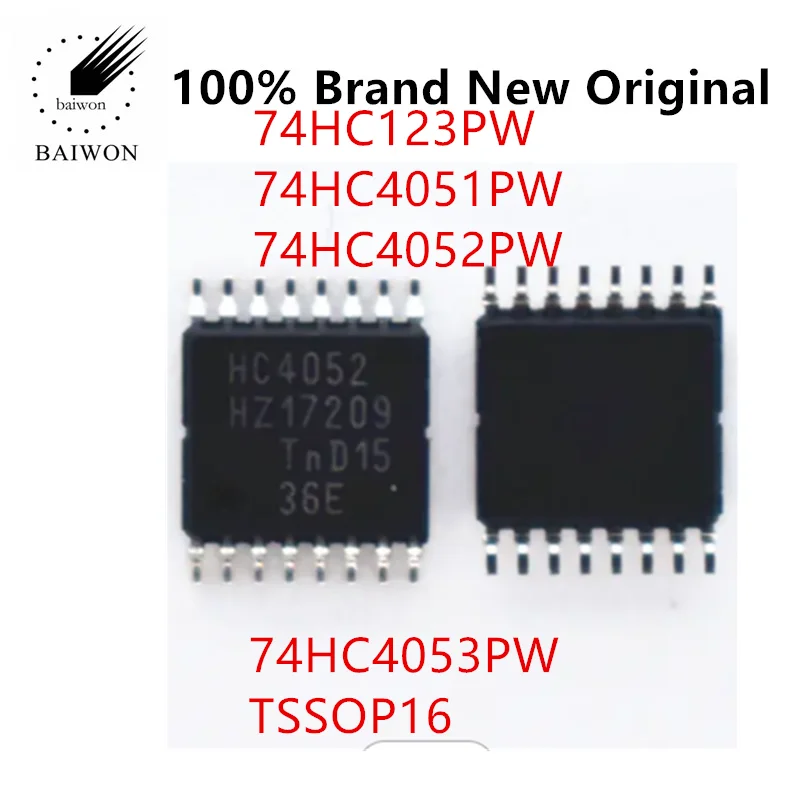 100% Оригинальные интегральные микросхемы 74HC123PW HC4051 HC4051 HC4052 HC4053 TSSOP16 Channel 4 аналоговый мультиплексор