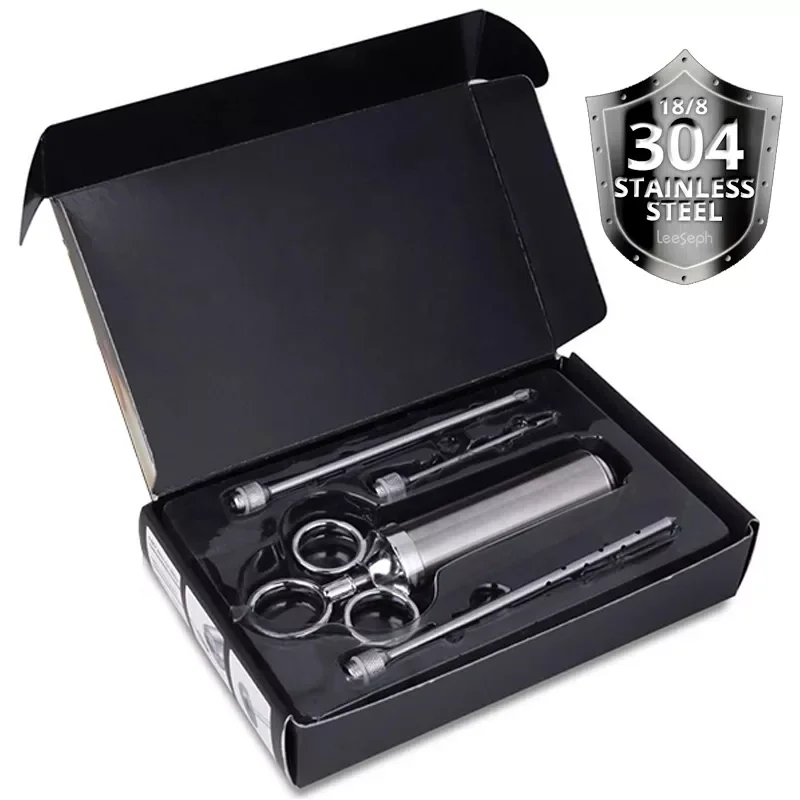 

2023NEW 304-Stainless Steel Meat Injector Syringe with 3 Marinade Needles for BBQ Grill Smoker, 2-oz Large Capacity