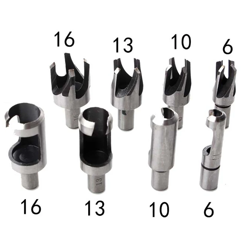 

Wood Plug Cutter Cutting Tool Drill Bit Set Straight And Tapered Taper 5/8" 1/2" 3/8" 1/4" Woodworking Cork Drill Bit Knife 8pc