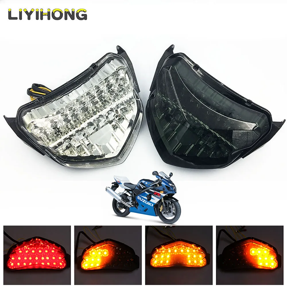 

For Suzuki GSXR600 GSXR750 GSX-R 600 750 2004 2005 Chrome Rear Tail Light Brake Turn Signals Integrated LED Light