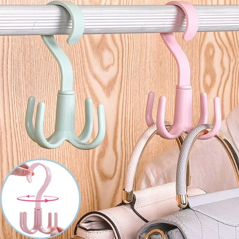 

Degree Rotatable Four-Claw Hook 4 Color Coat Hanger Clothes Bag Hook Household Coat Rack Free Scarf Storage Organizer