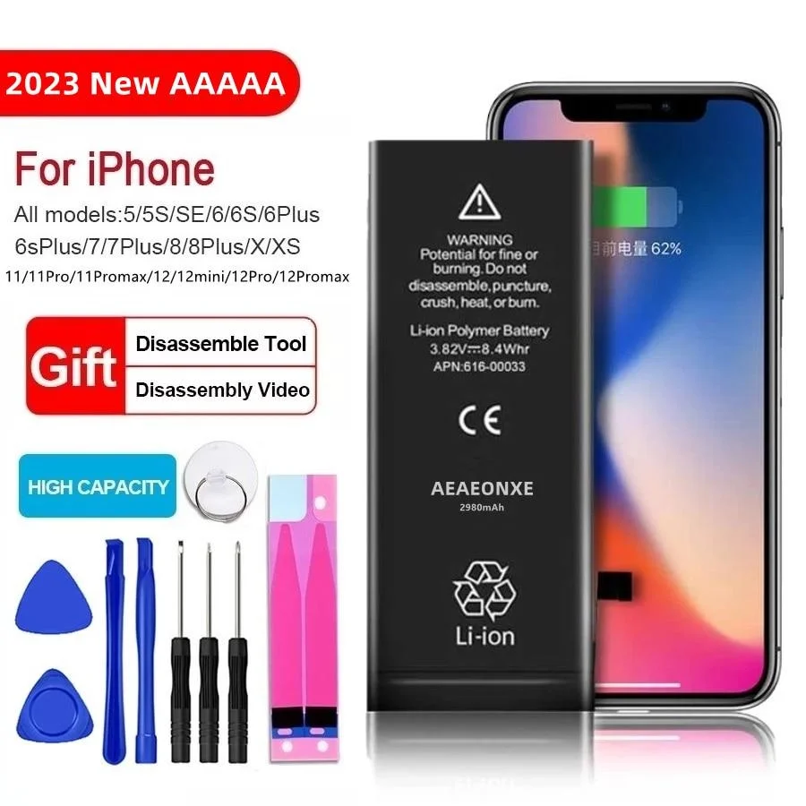 

Аккумулятор для IPhone 5 6 6S 7 8 Plus X XR XS Max 11 12 13 Pro Max