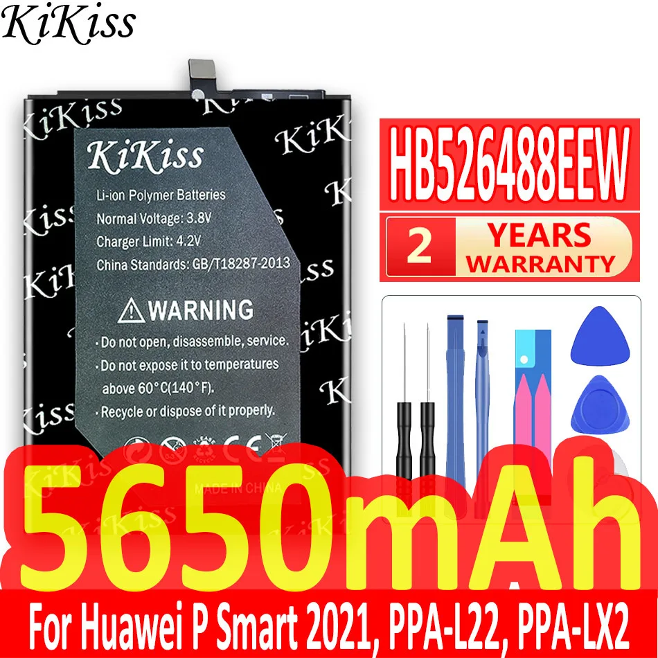 

5650mAh HB526488EEW Replacement Battery for Huawei P Smart 2021 PPA-LX2 PPA-L22 L02B L22B Bateria for Honor 10x Lite Batteries