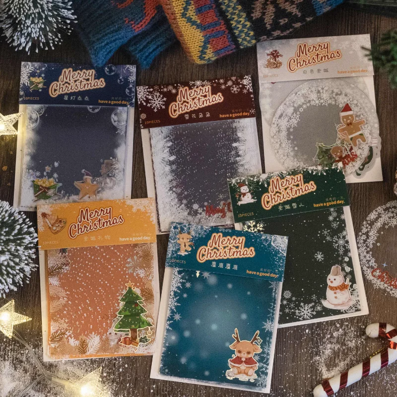 

10pcs/pack Laser Silver Christmas Stickers DIY Scrapbooking Collage Photo Album PET Aesthetic Stickers Background Decor