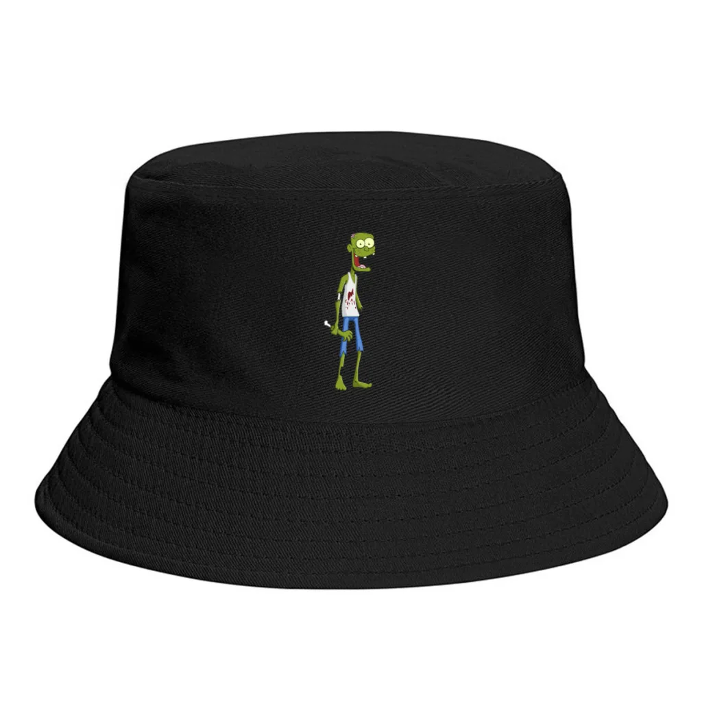 

New Unisex Polyester Hello Zombie Bucket Hats Women Autumn Sunscreen Panama Gorros Horror Tale Men Outdoor Fisherman Hat