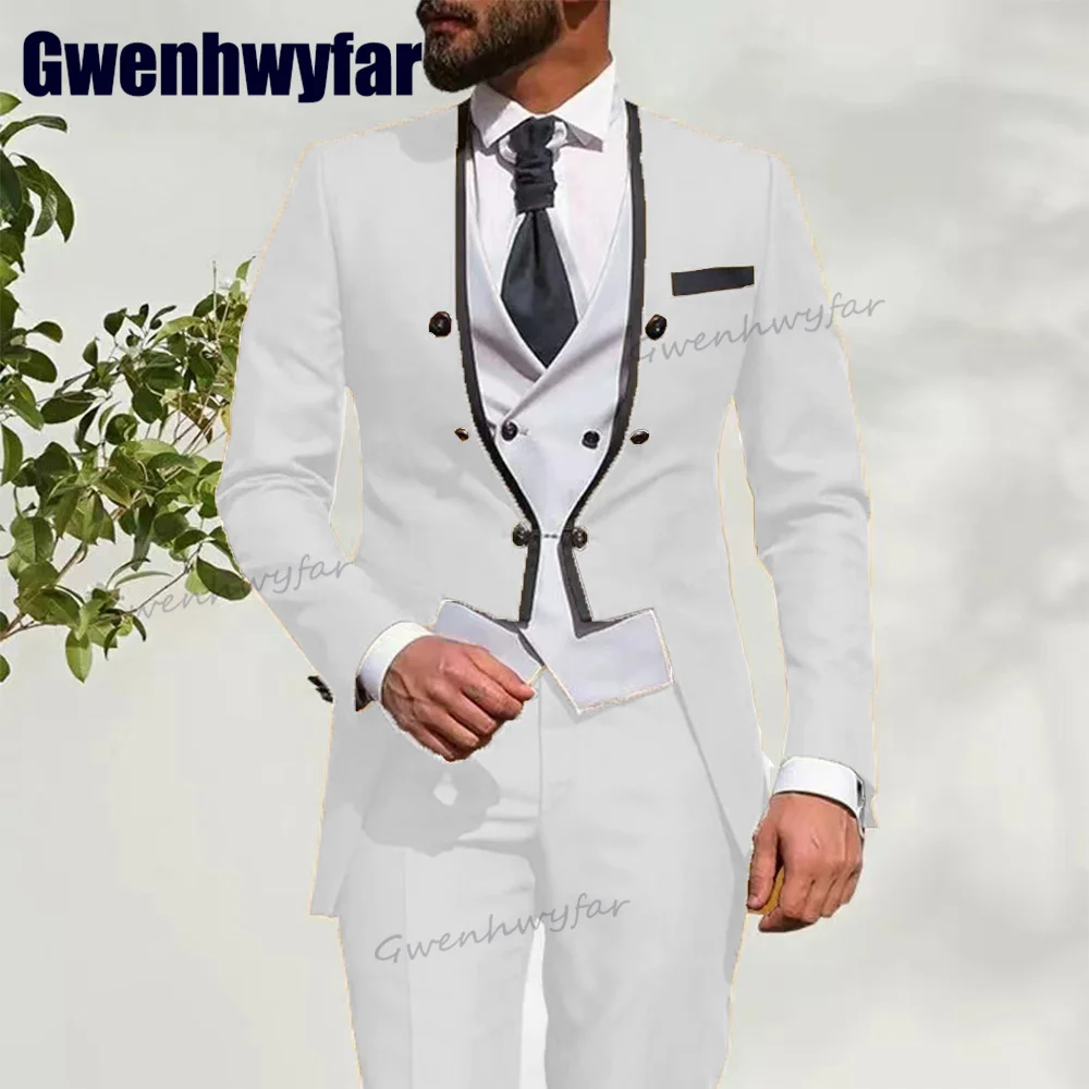 

Роскошный мужской костюм Gwenhwyfar, Мужская одежда, комплект из 3 предметов, свадебные вечерние платья, Terno Masculino (пиджак + жилет + брюки)