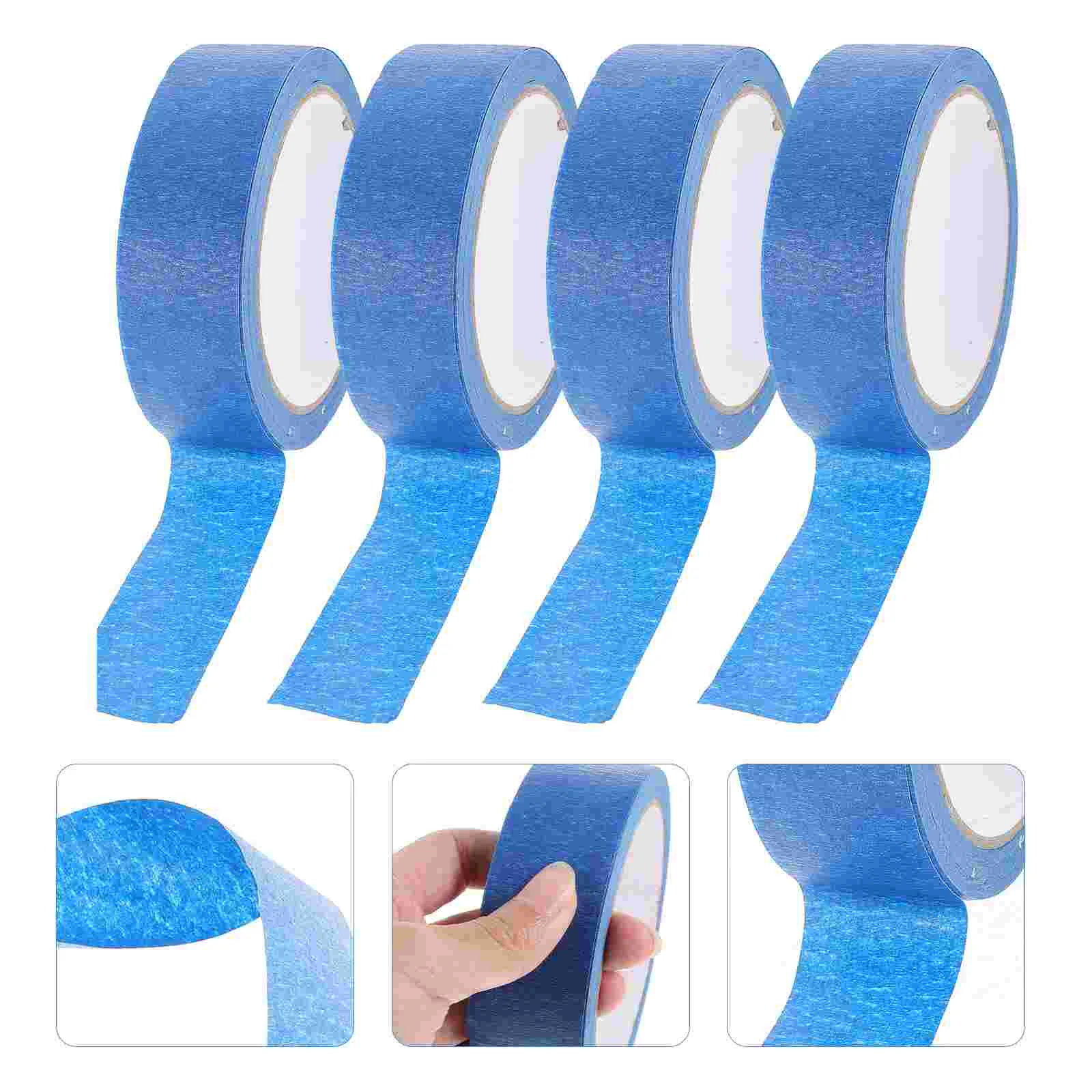 

4 Rolls Blue Masking Tape Adhesive DIY Crafts Tapes Brishes Painting Advanced Crepe Paper Painter Child Colorful Duct