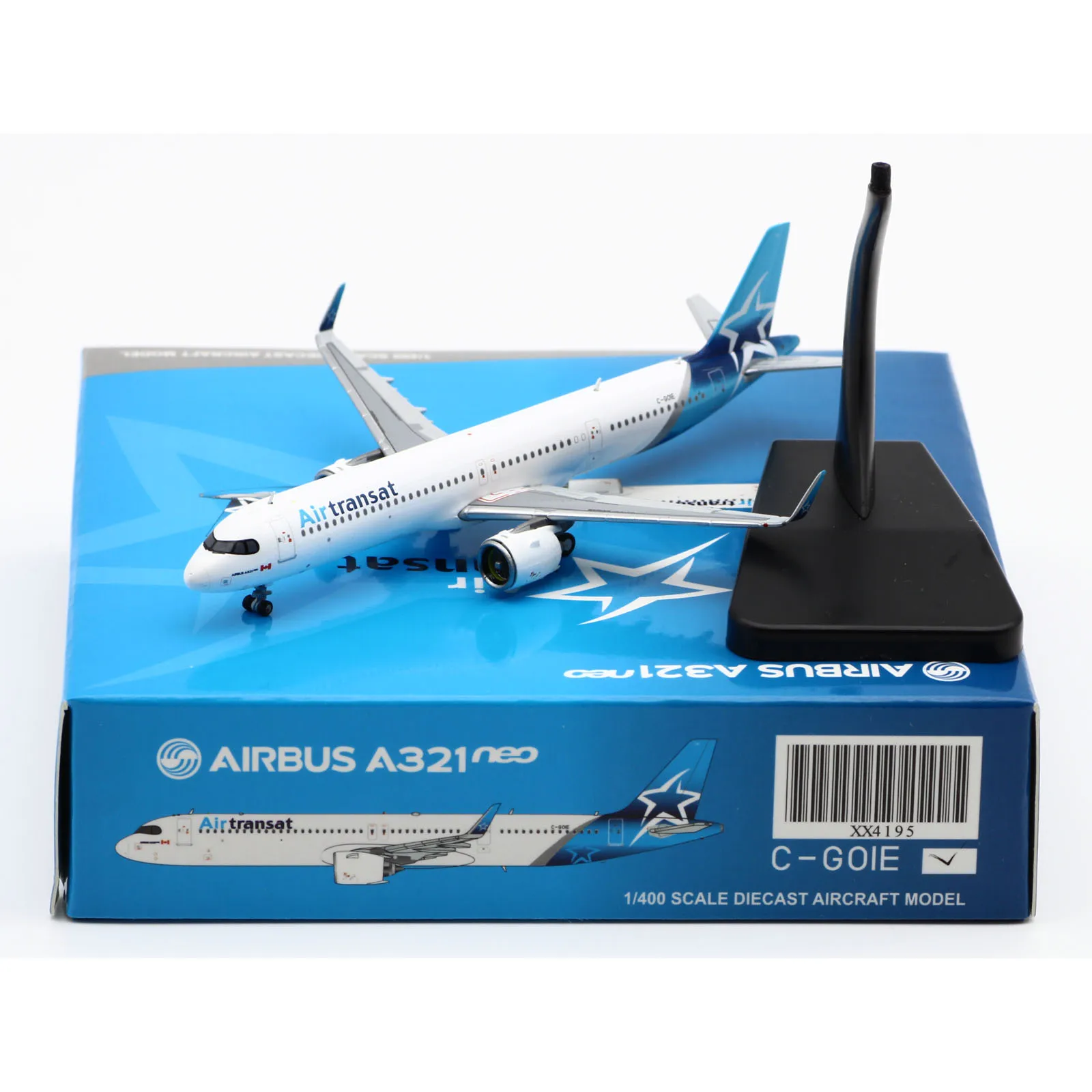 XX4195 Alloy Collectible Plane Gift JC Wings 1:400 Air Transat Airbus A321neo Diecast Aircraft JET Model C-GOIE  With Stand