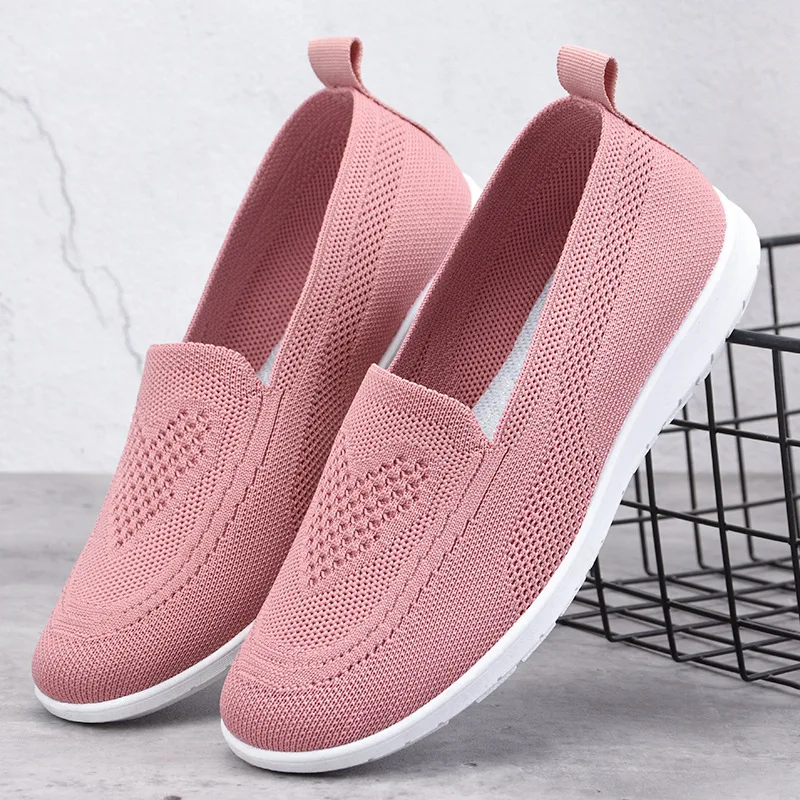 

Women's Cloth Shoes 2023 Cross-border New Flying Woven Shoes Casual Single Shoes Soft Soled Middle-aged and Elderly Mother Shoes