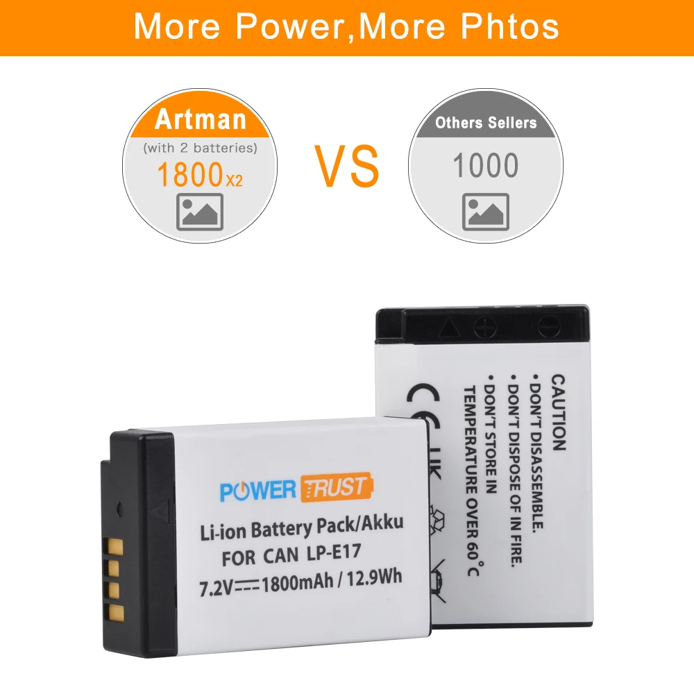 Зарядное устройство USB для батарей и светодиодов Canon EOS M3 M6 T6i T6s 750D 760D 200D 800D 8000D Kiss X8i