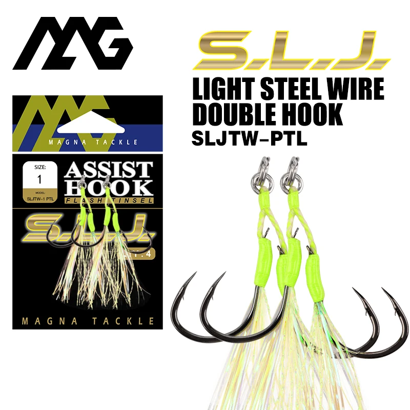 

MAG SLJTW-PTL Double Jig Hooks #1 1/0 2/0 3/0 Wire Slow Jigging Hooks Fishing Jighook Assis hooks Fishhooks Jig Hook