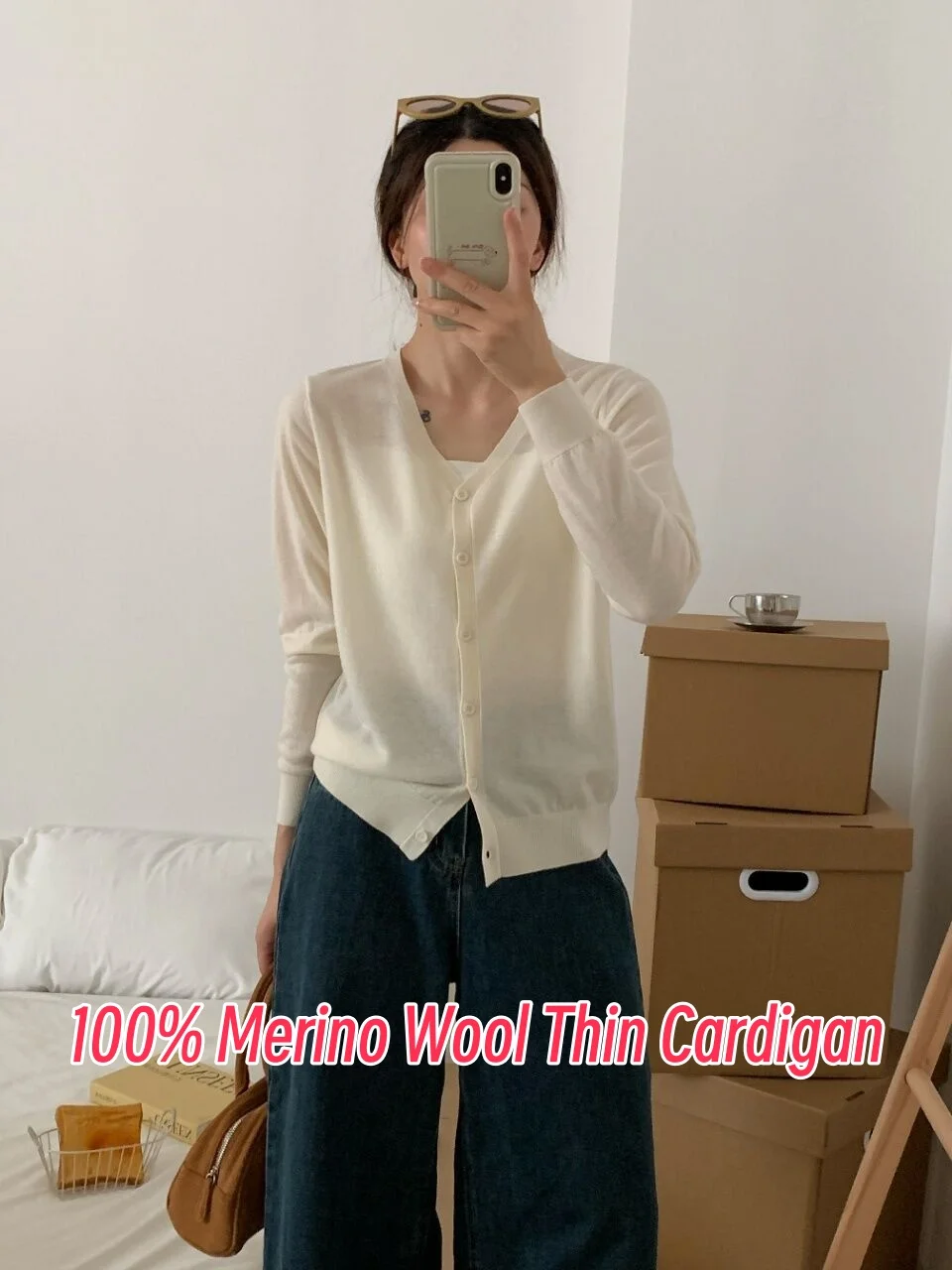 Real 100% Merino Wool Thin Cardigan Women 2025 Spring Pure Long Sleeve Knitwear 10 Colors Lady Single Breasted Knit Outwear