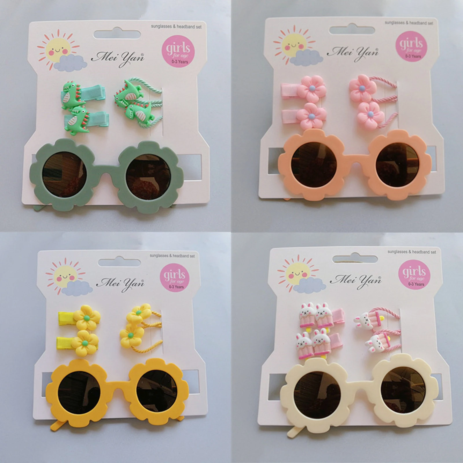 

BeQeuewll Kids Girls Sunglasses Set Cute Anti-UV Flower Sunglasses with Hair Accessories for Photography