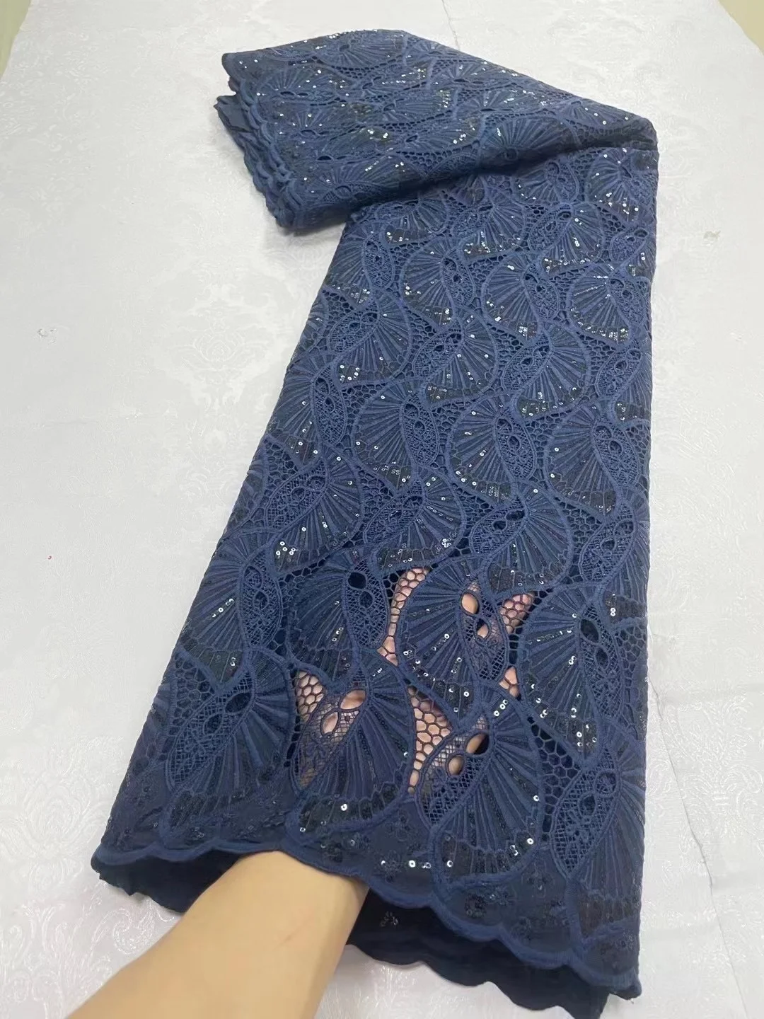 Африканский гипюр Водорастворимая сетчатая кружевная ткань 2024