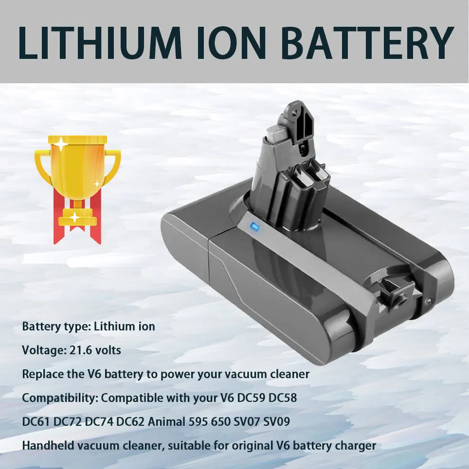 

21.6V replacement compatible with V6 DC59 DC61 DC72 DC74 650 770SV03 SV04 SV09 handheld vacuum cleaner