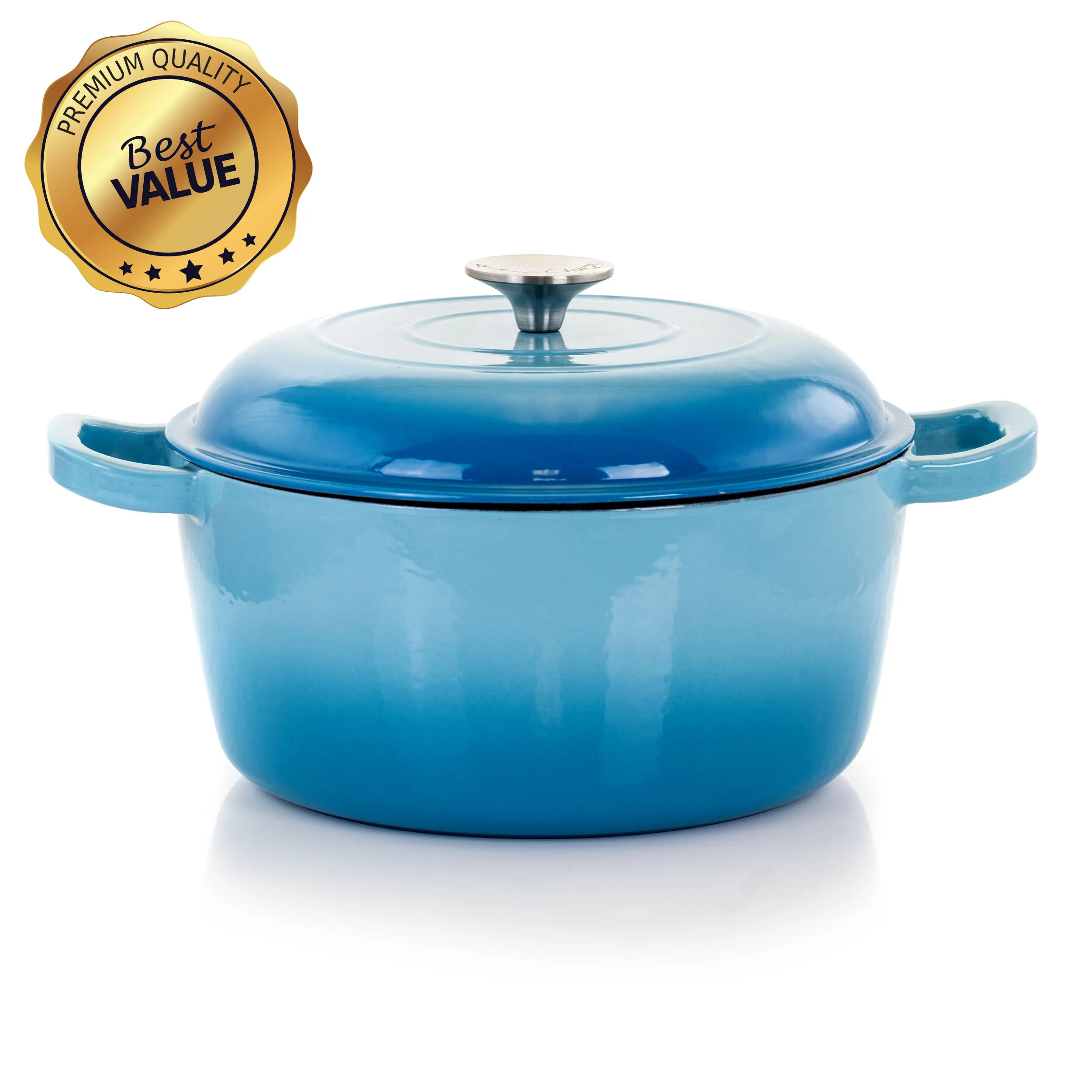 

Free Shipping 5 Quarts Round Enameled Cast Iron Casserole with Lid in Blue