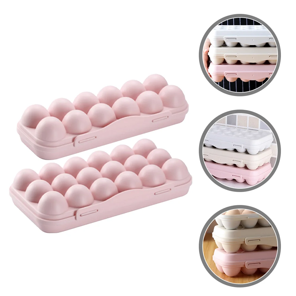 

2 Pcs Plastic Egg Holder Fridge Containers Storage Dispenser High Capacity Refrigerator 18 Count Kitchen Organizers 24