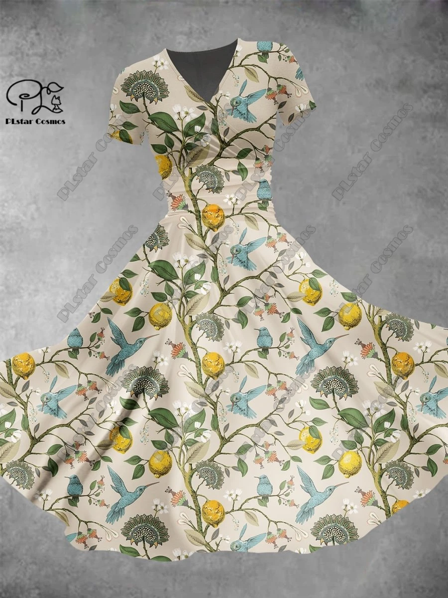 Женское платье с коротким рукавом и V-образным вырезом