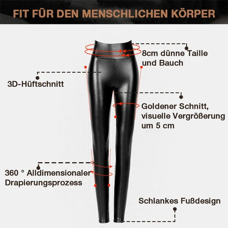 S-shaped PU Leather Leggings Women's Pants Super Elasticity Women's Warm Tights Moisture-wicking Leggins Breathable Quick Drying