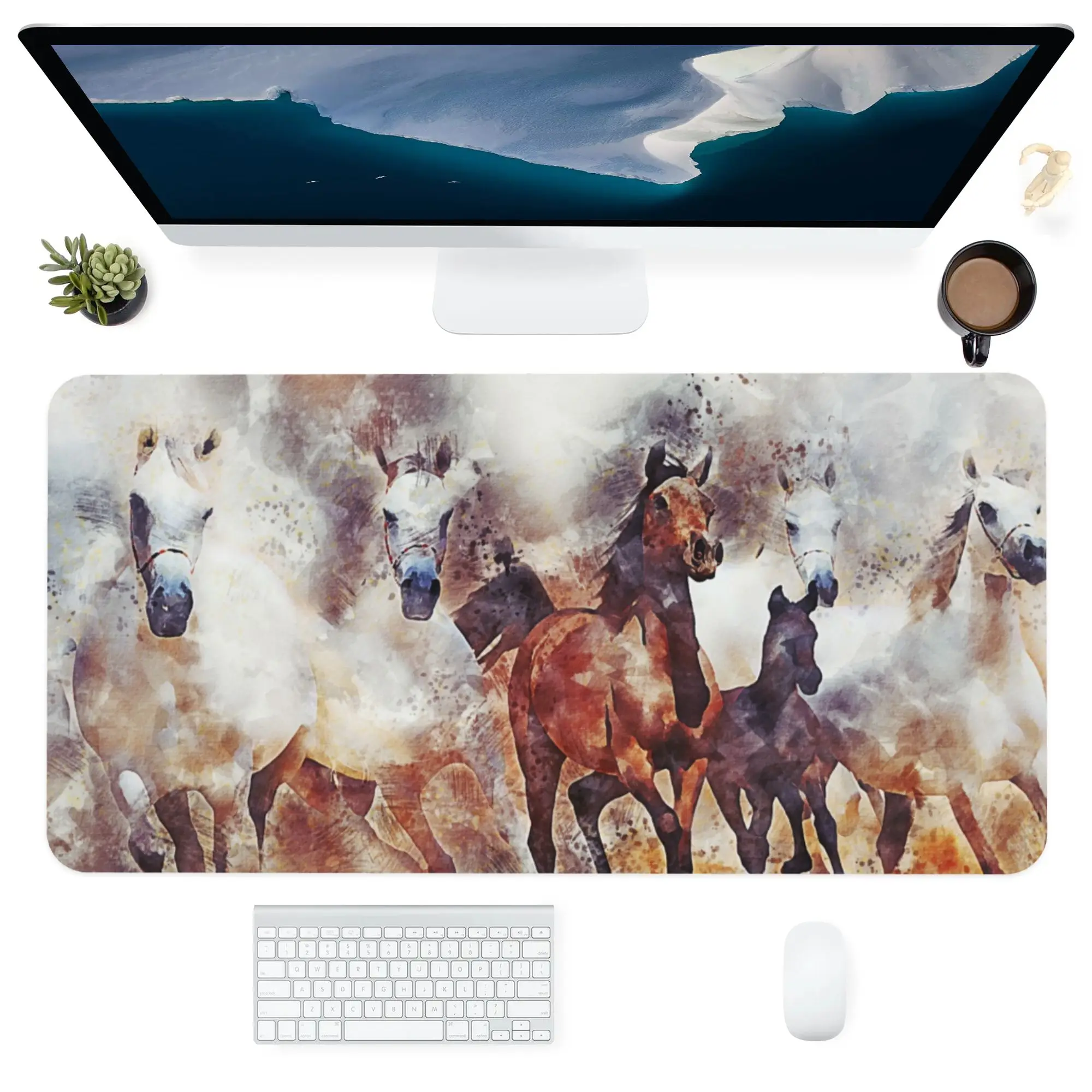 

Mouse Pad Computer Office Supplie Accessorie Kawaii Customized Personalized Desk Mat Mousepad Running Horses Gift 400x900MM XXL