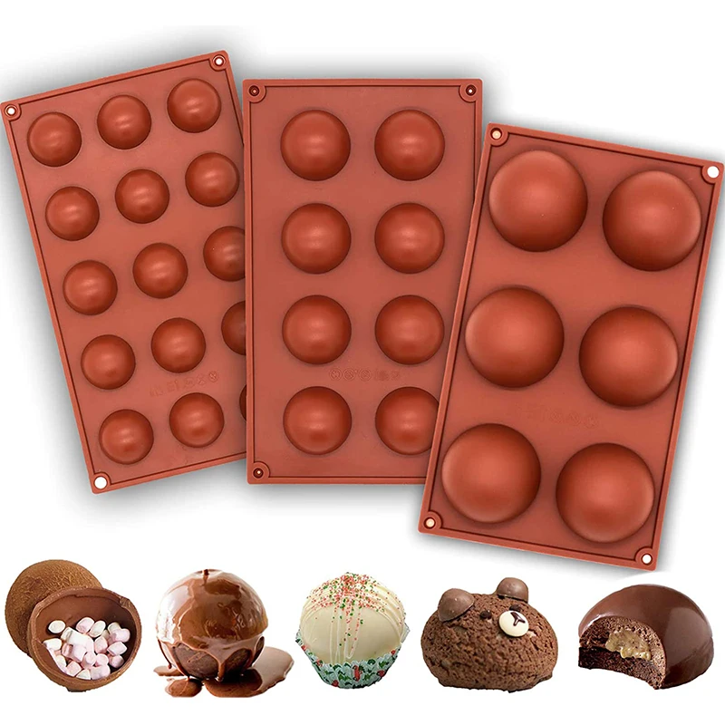 

Hemispherical Silicone Mold Round Spherical 3D Cake Mold for Making Chocolate Cake Ice Cubes Jelly Dome Mousse