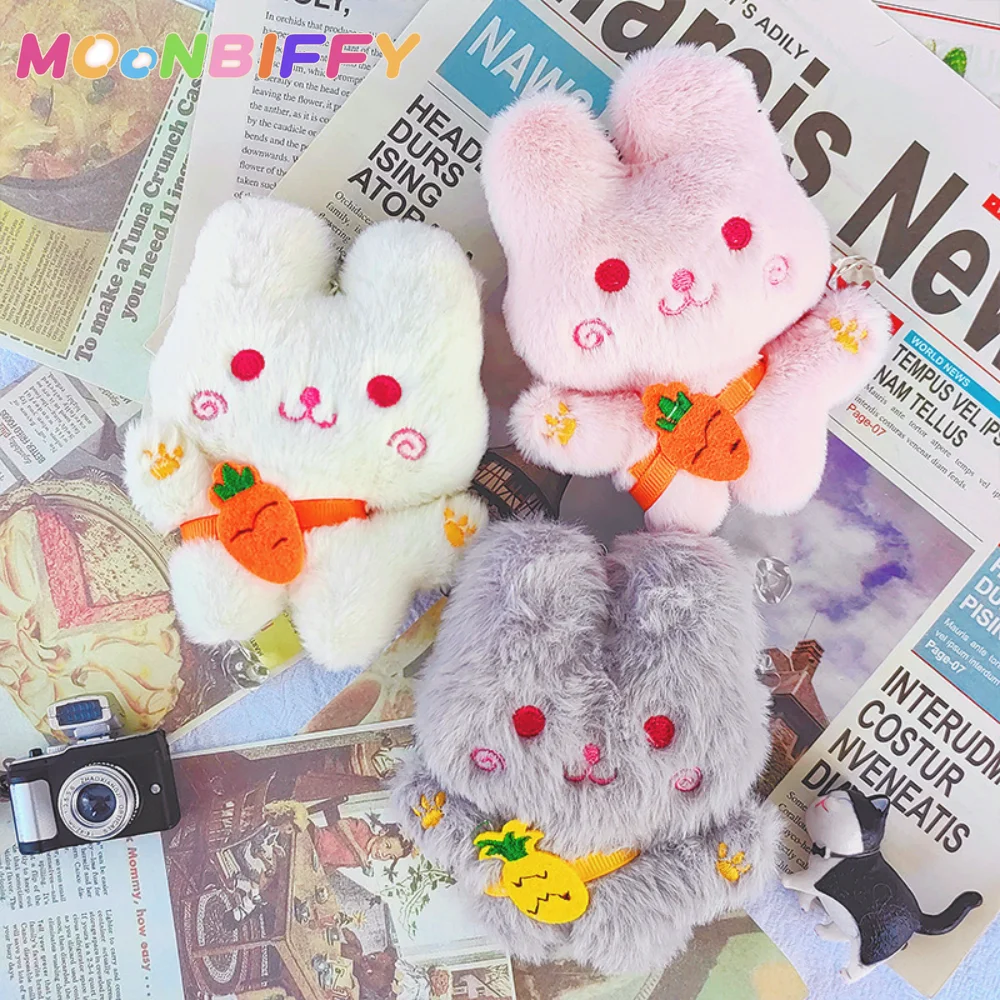 

1PC 11cm Cute Rabbit Plush Doll Pendent Kawaii Carrot Bunny Animal Stuffed Toys Girl Schoolbag Pendent Keychain Child Gifts