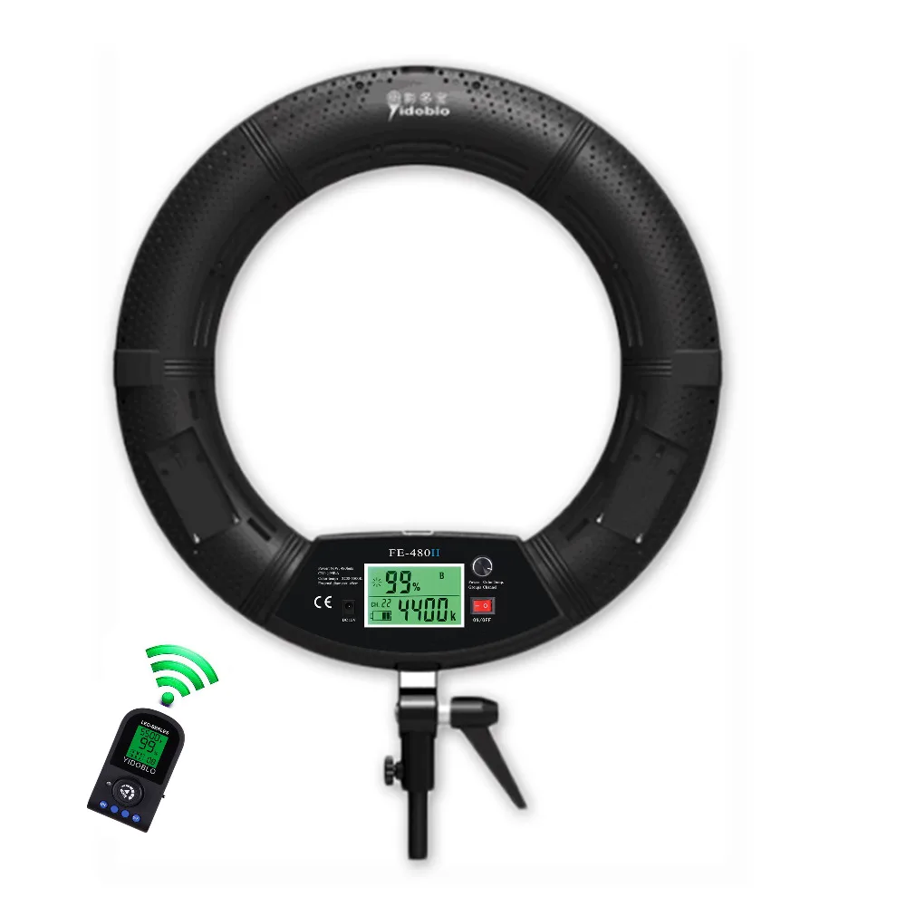 

Yidoblo FE-480II Bi-color Photo Studio Ring Light LED Video Light Lamp RC LCD Photographic Lighting 96W 5500K 480LED Lights