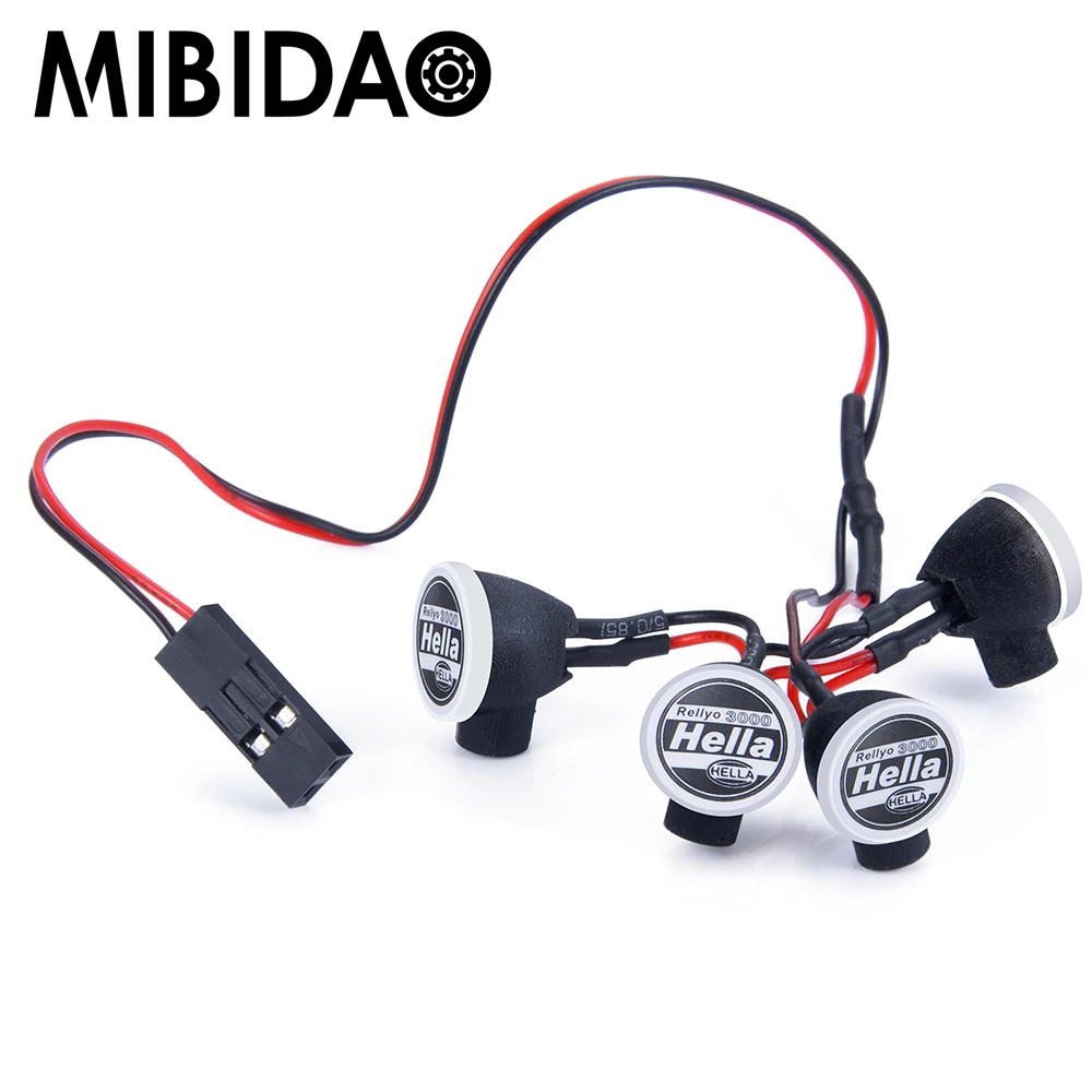 

Mibidao 4 LED Round Roof Headlights with Sticker for Axial SCX24 AXI00001 1/24 RC Crawler Car RC Car Light