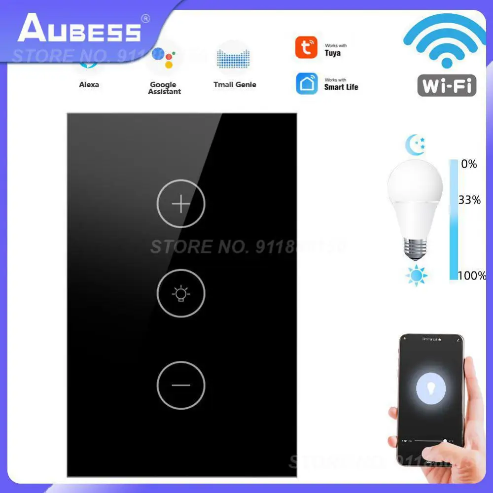 

Wireless Us Standard Wifi Wall Touch Tuya Smart Infinite Dimming Switch Diy Glass Panel Work With Google Home Alexa Smart Home