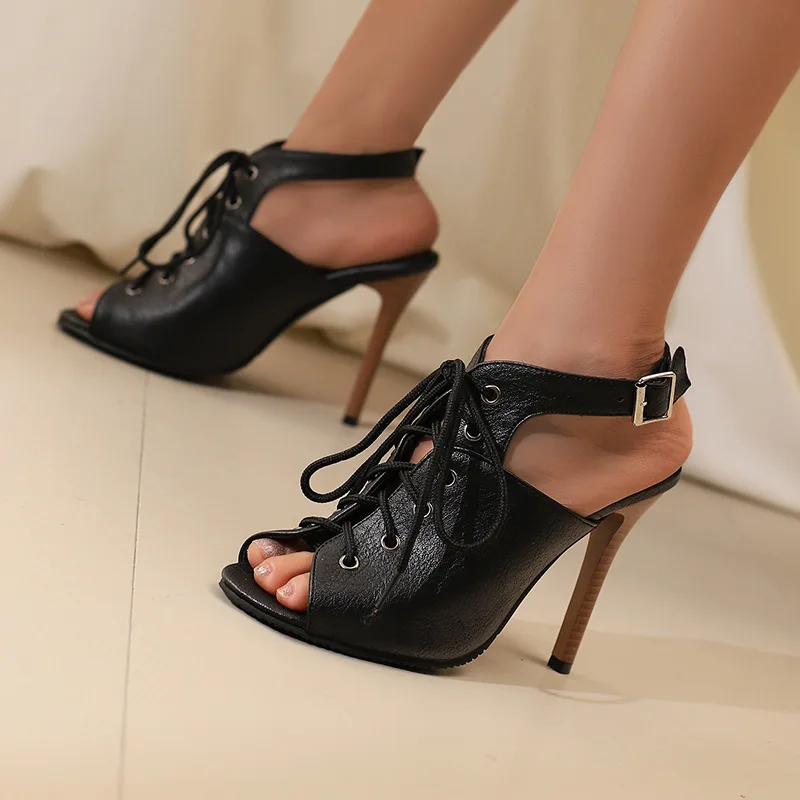 Женские босоножки на высоком каблуке большого размера с пряжкой женские бежевые