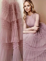 1 yard mauve pink pleated tulle fabric soft mesh lace frilled gauze for creased cake dressweddingphotography prop backdrop