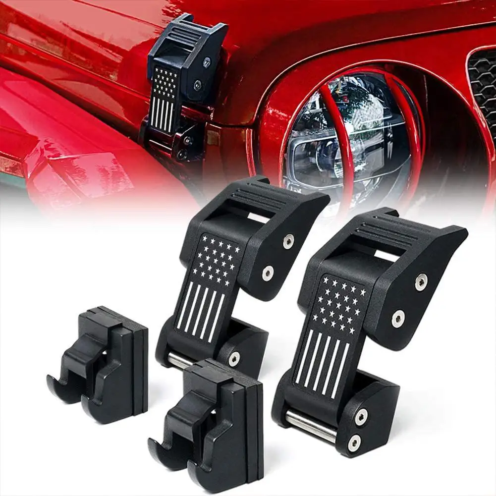 

2 Pcs Hood Latches Front Chassis Cover Fixing Buckle Engine Lock Auto Modified Parts Compatible For Wrangler Jk Jl